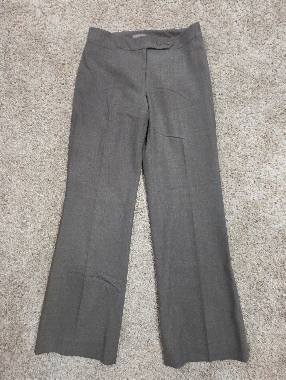 Ann Taylor Women’s Mid-Rise Lined Straight-Leg Trousers Gray Brown Size 6